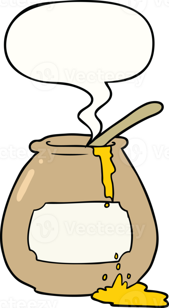 cartoon honey pot with speech bubble png
