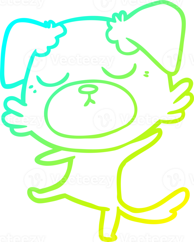 cold gradient line drawing of a cute cartoon dog png