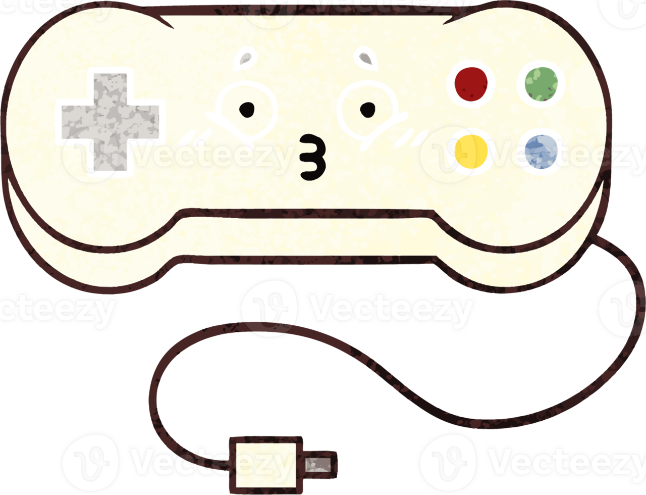 retro illustration style cartoon of a game controller png