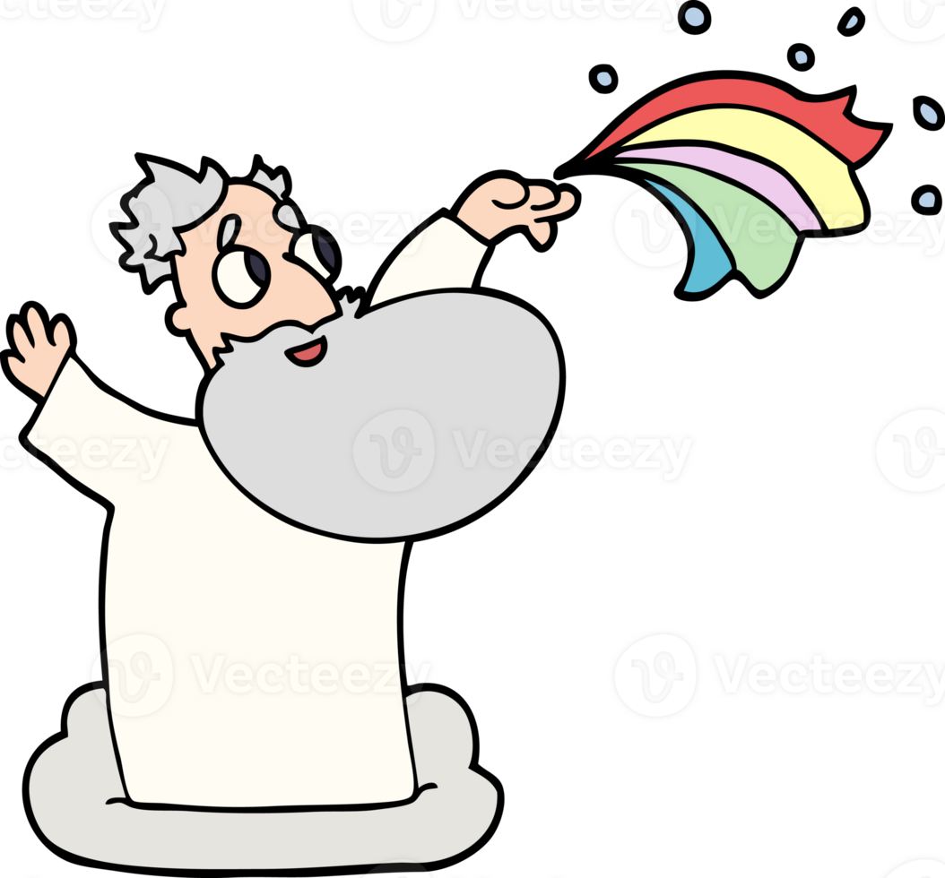 cartoon doodle god on cloud png
