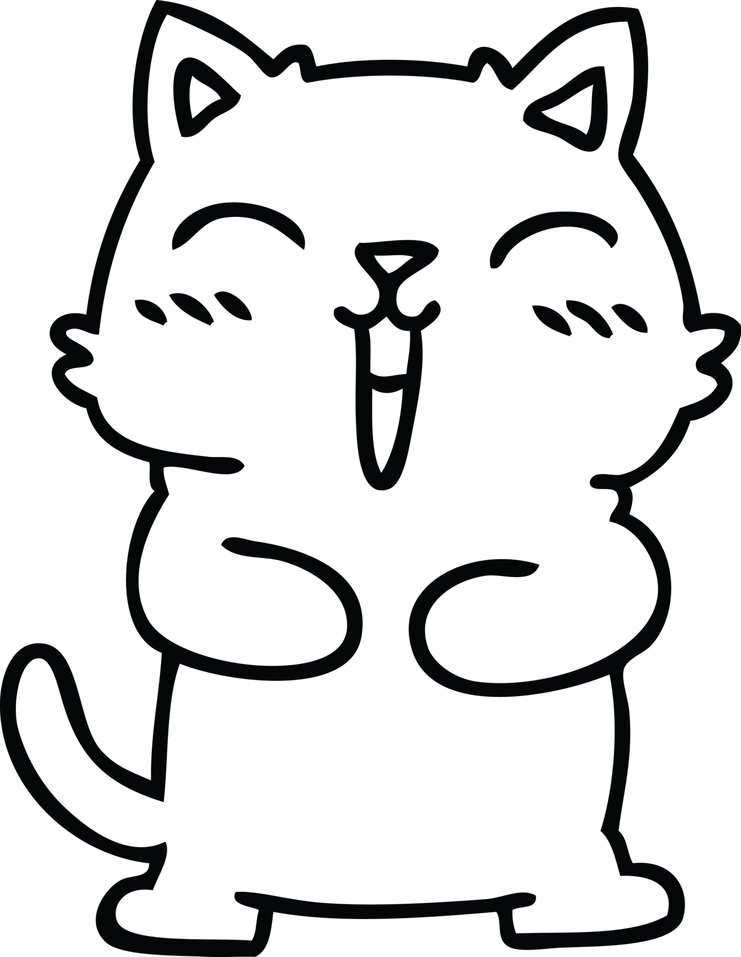 line drawing quirky cartoon cat 45051852 PNG