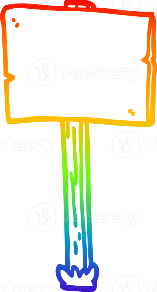 rainbow gradient line drawing of a cartoon sign post png