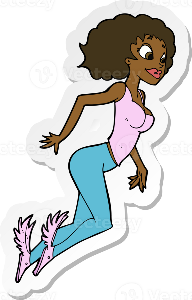 sticker of a cartoon flying woman png