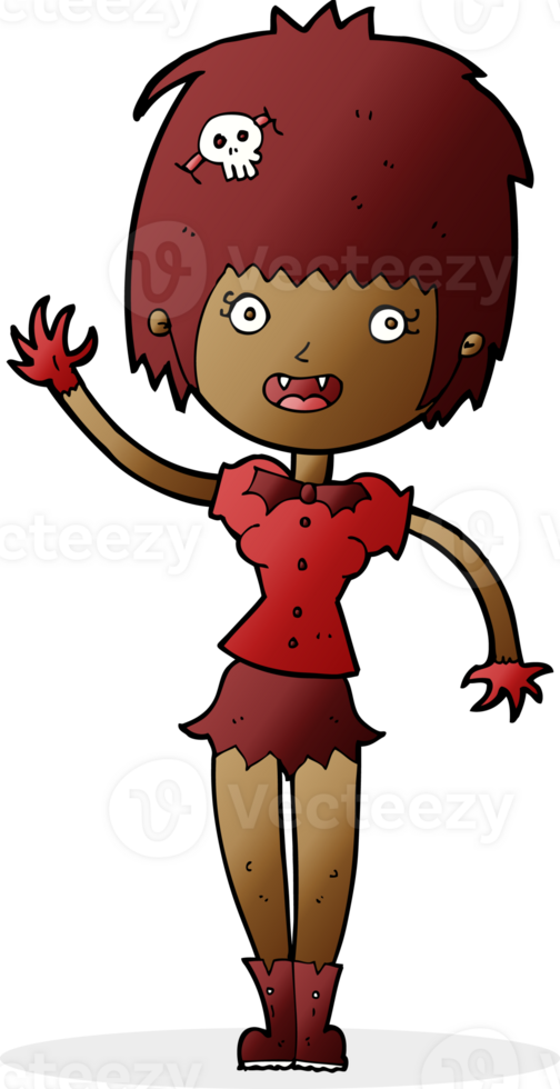 cartoon waving vampire girl png