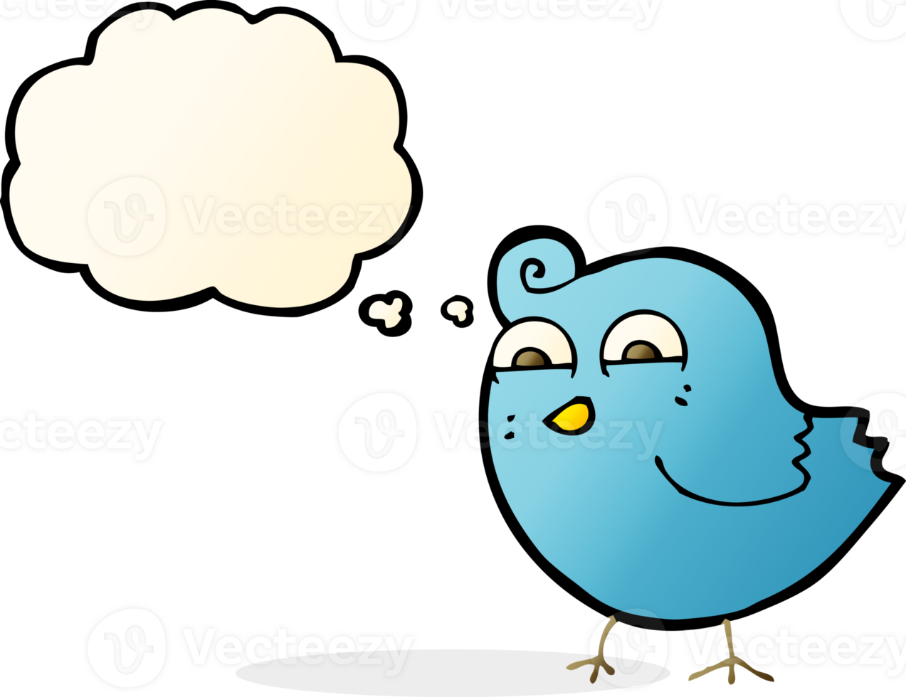 cartoon funny bird with thought bubble png
