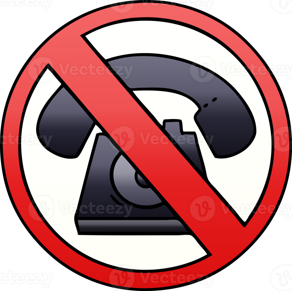 gradient shaded cartoon of a no phones allowed sign png