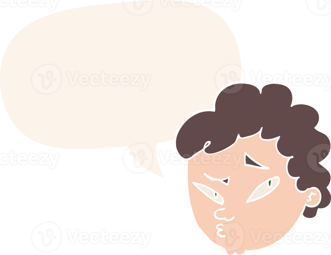 cartoon suspicious man with speech bubble in retro style png