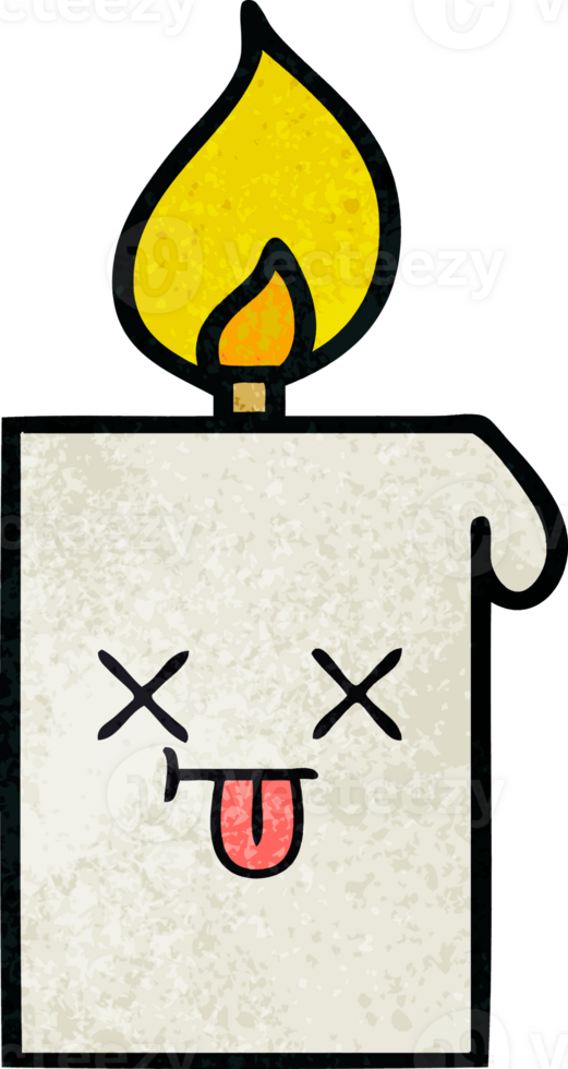 retro grunge texture cartoon of a lit candle png