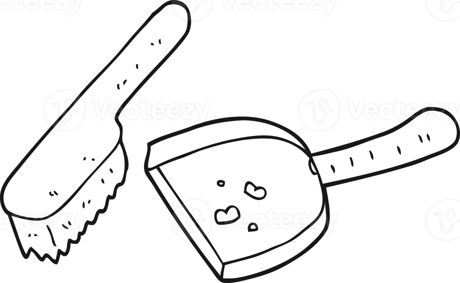 hand drawn black and white cartoon dust pan and brush png