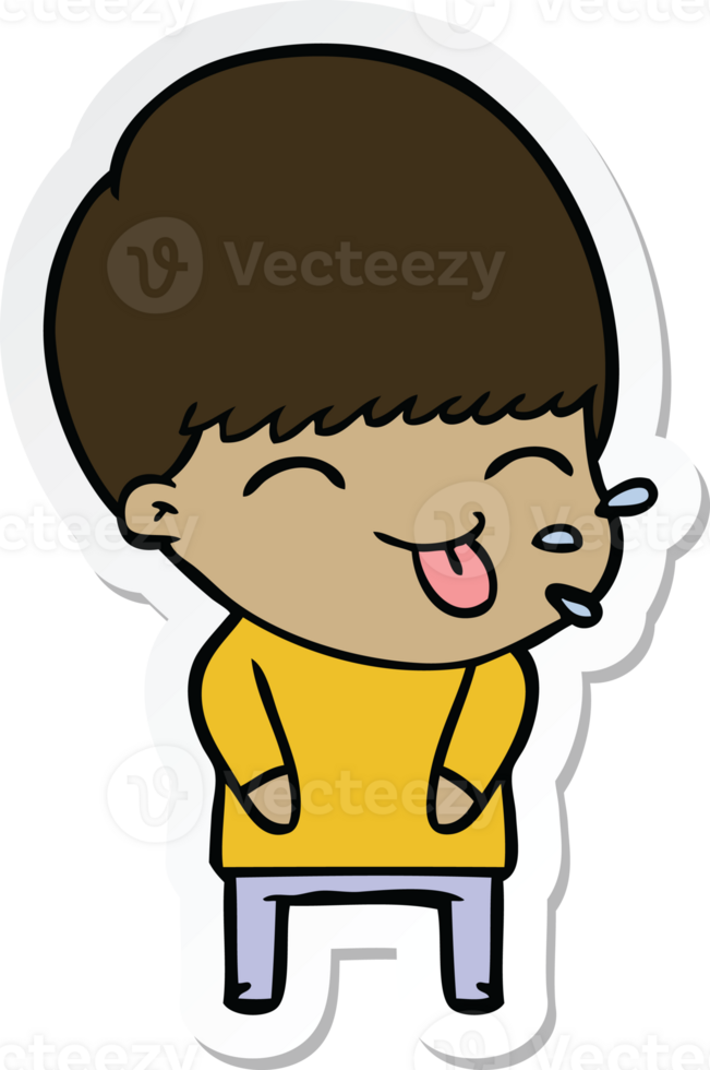 sticker of a cartoon boy sticking out tongue png