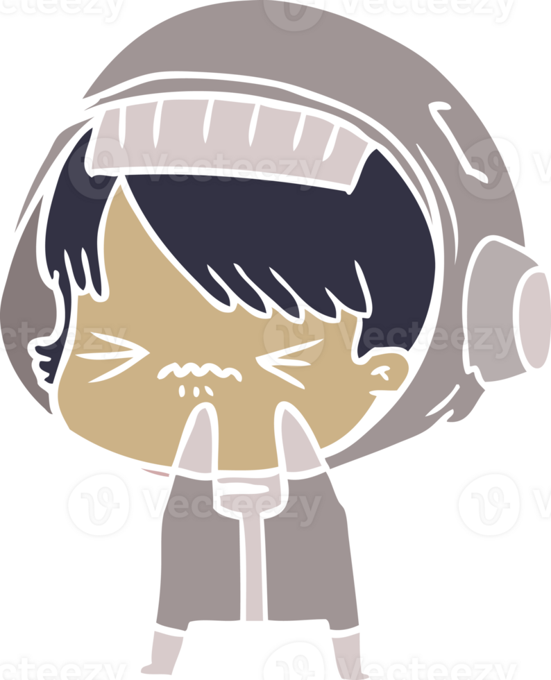 angry flat color style cartoon space girl png