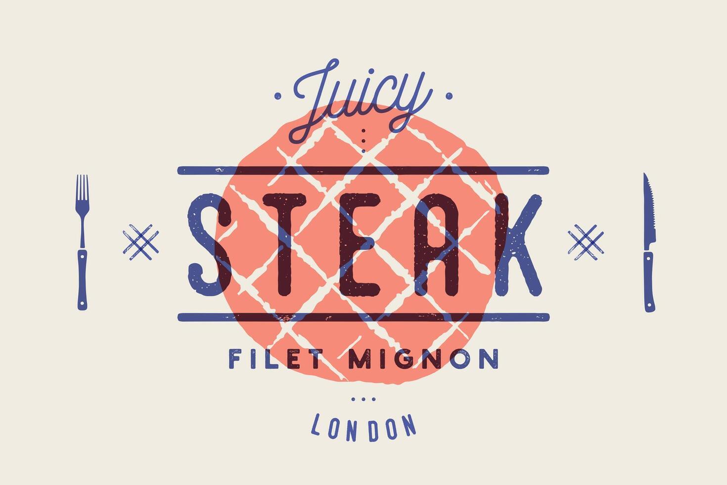 Steak, logo, meat label. Logo with steak silhouette vector