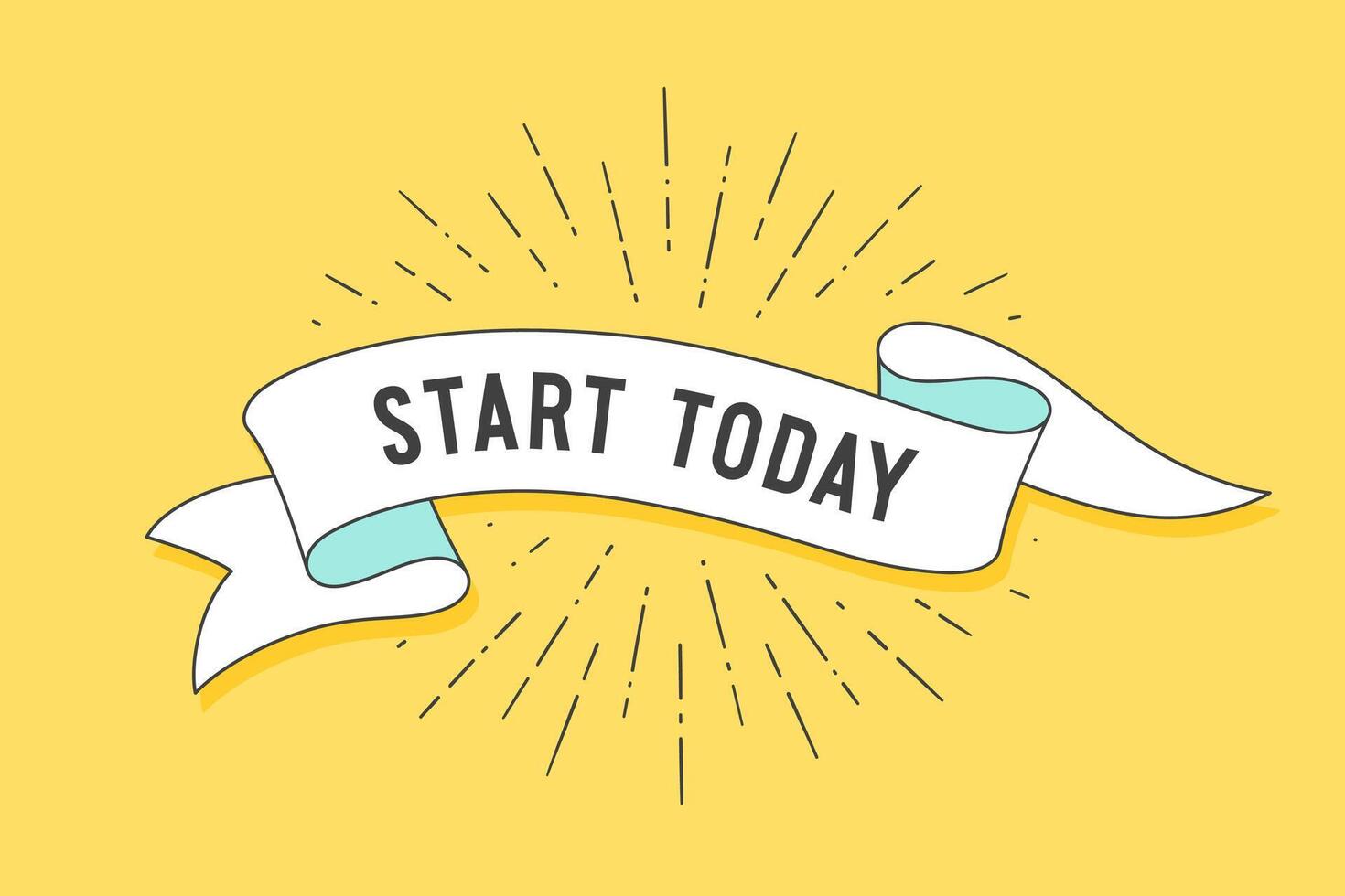 Start today. Vintage ribbon banner vector