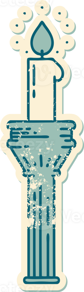 iconic distressed sticker tattoo style image of a candelabra png