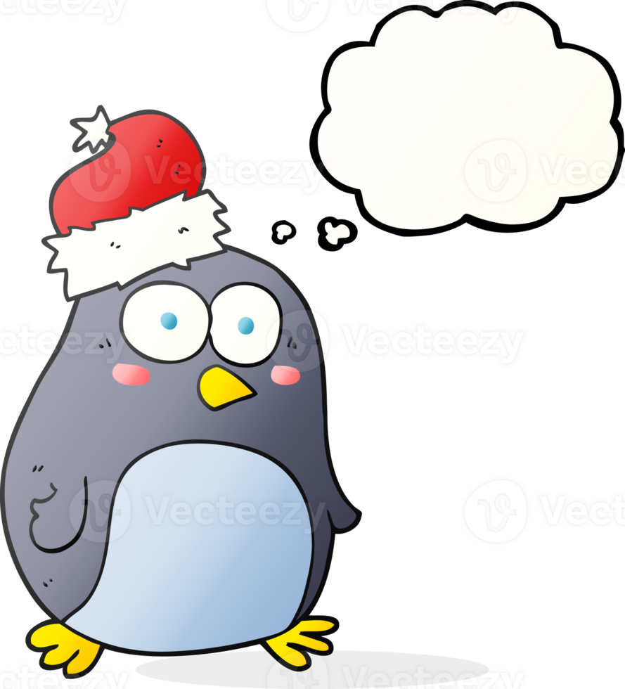 hand drawn thought bubble cartoon penguin png