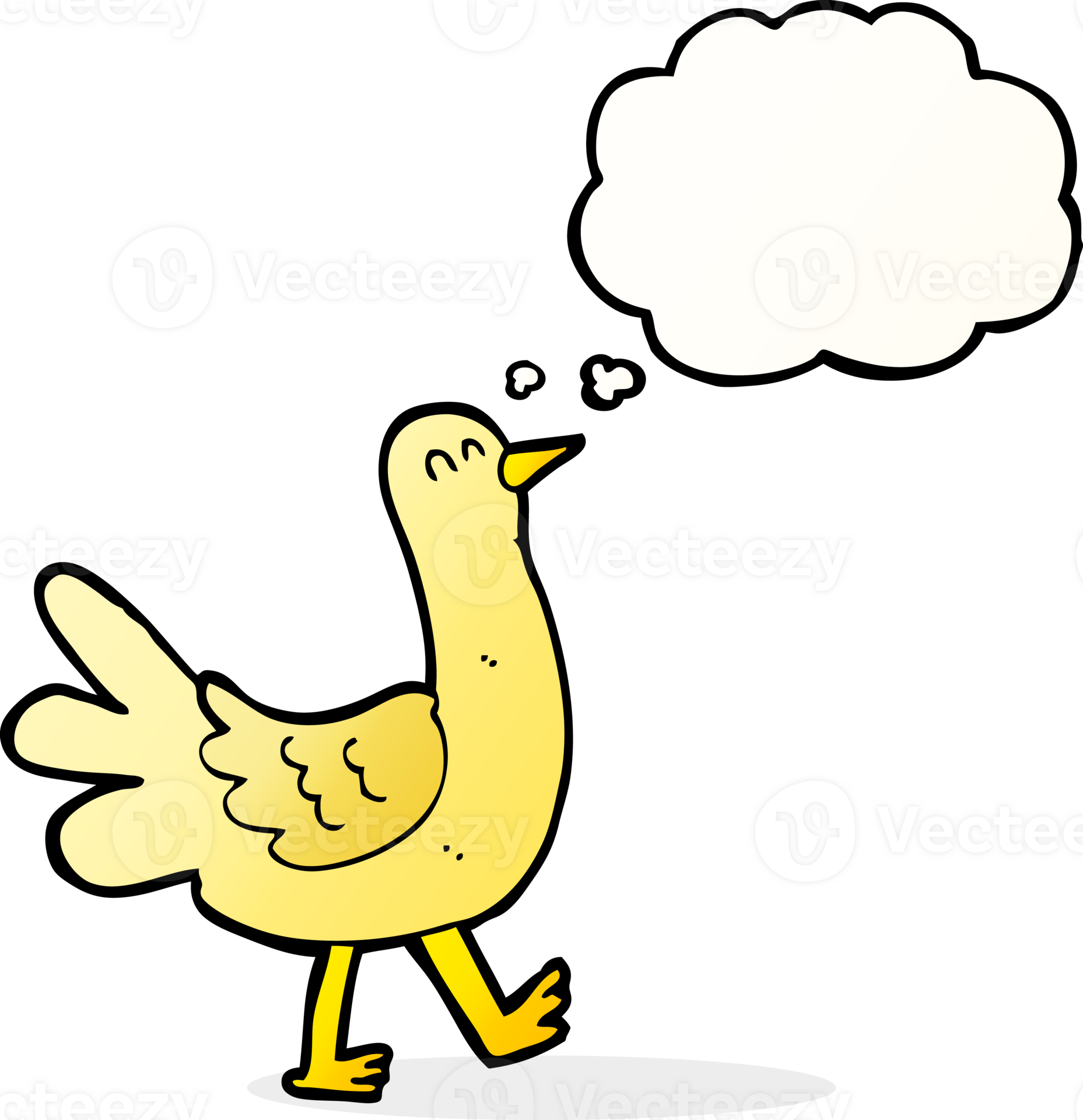 cartoon walking bird with thought bubble 45052630 PNG