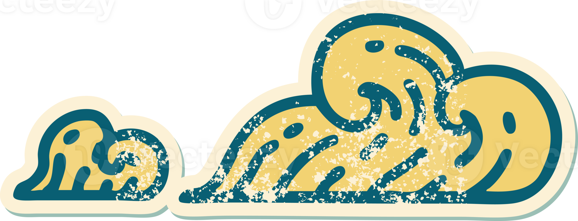 iconic distressed sticker tattoo style image of clouds png