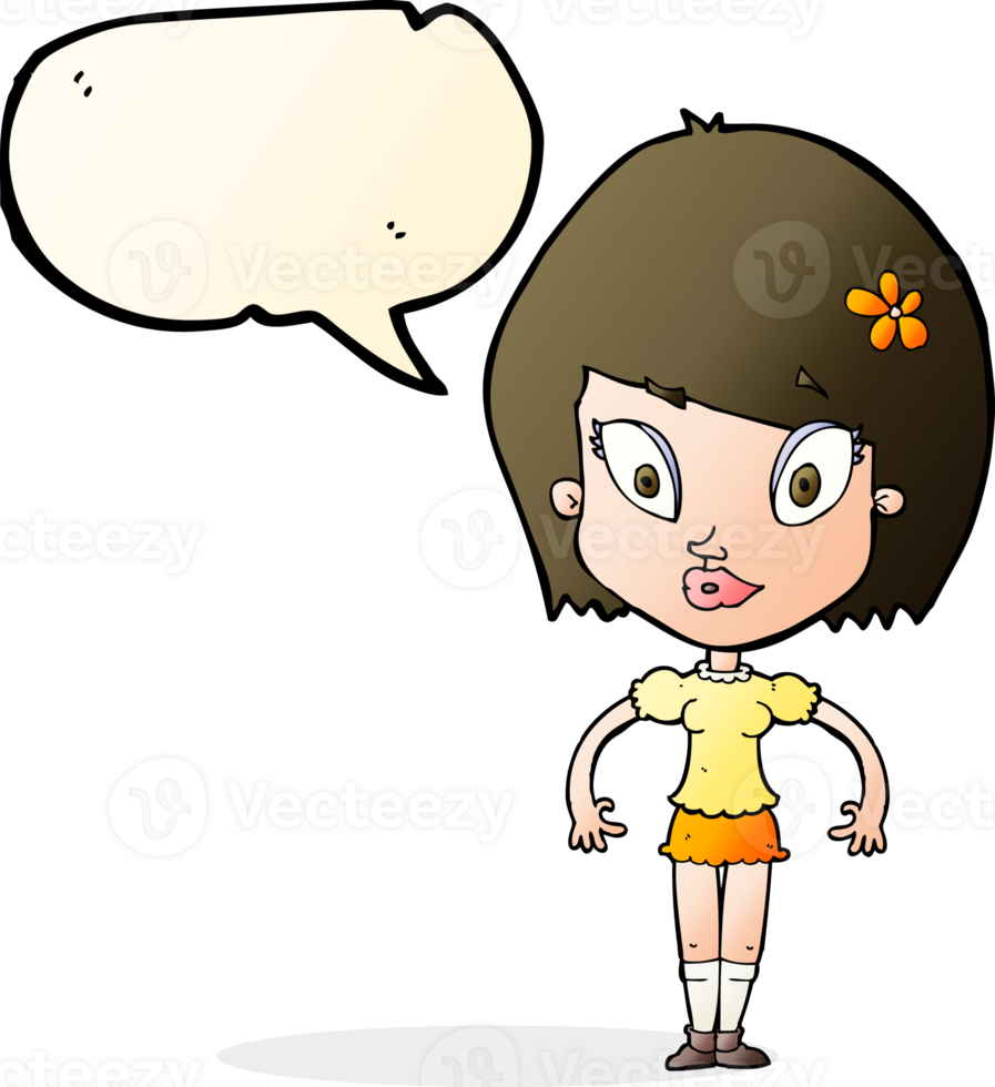 cartoon pretty woman with speech bubble png