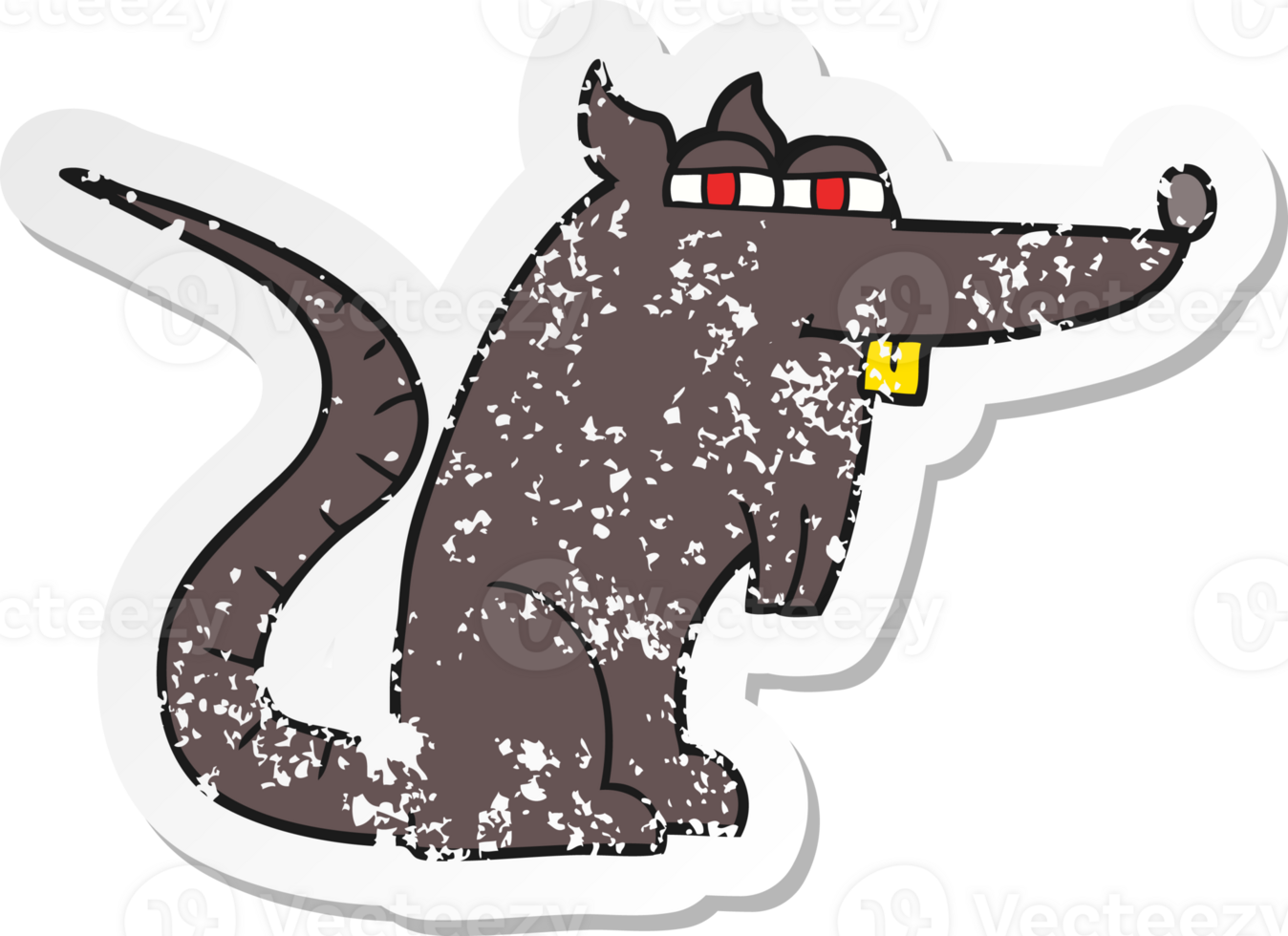 retro distressed sticker of a cartoon evil rat png