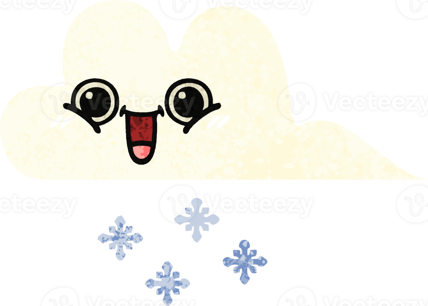 retro illustration style cartoon of a snow cloud png