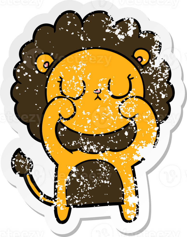 distressed sticker of a cartoon lion png