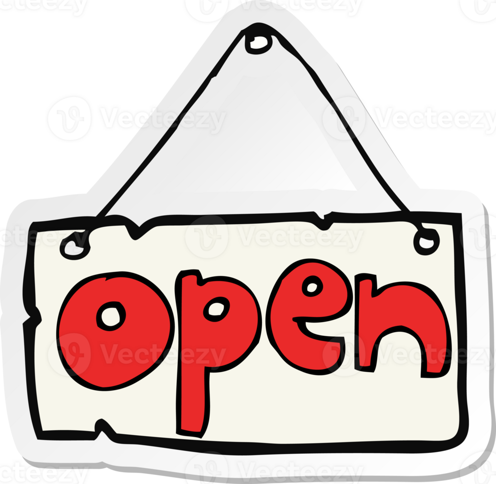 sticker of a cartoon open shop sign 45052954 PNG