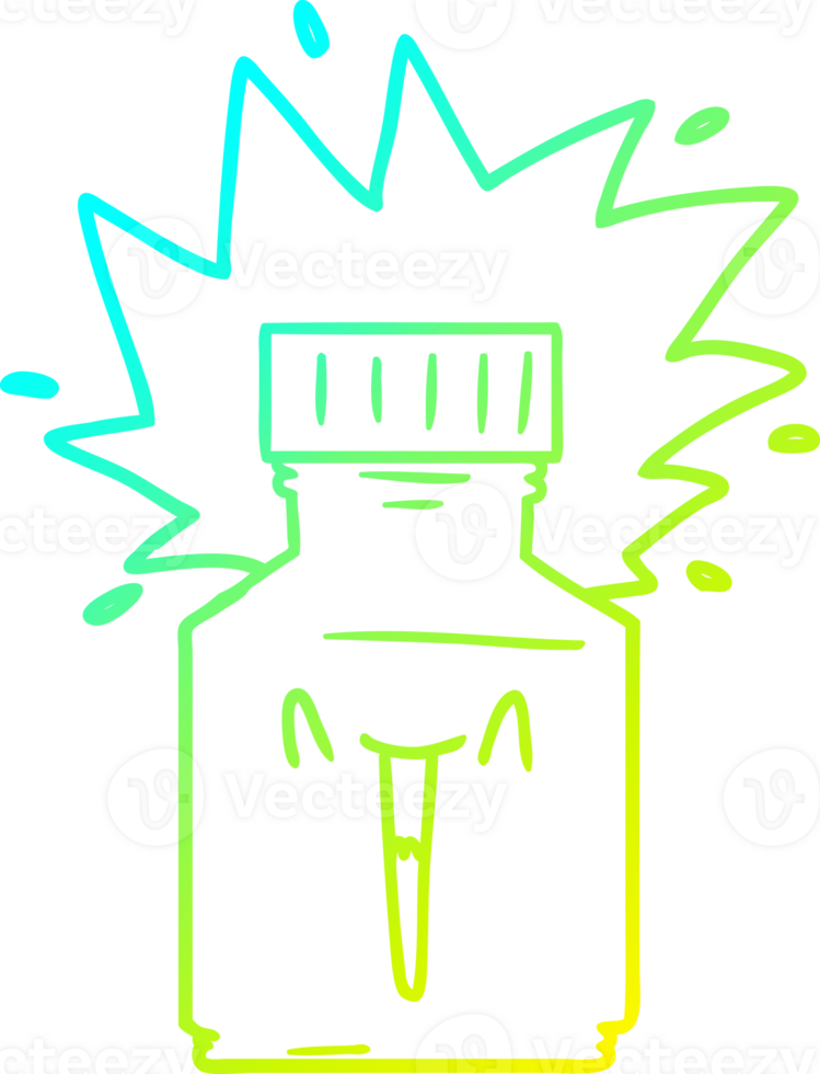 cold gradient line drawing of a cartoon pill jar png