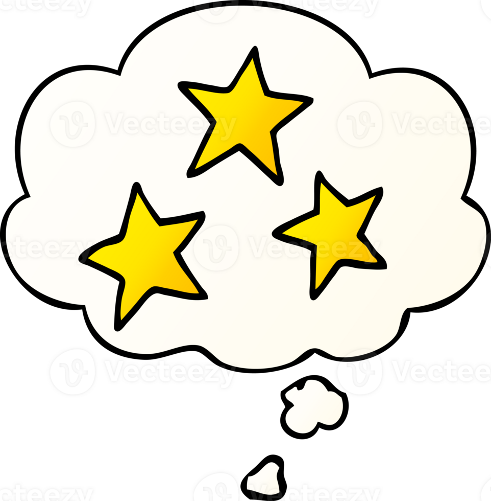 cartoon stars with thought bubble in smooth gradient style png