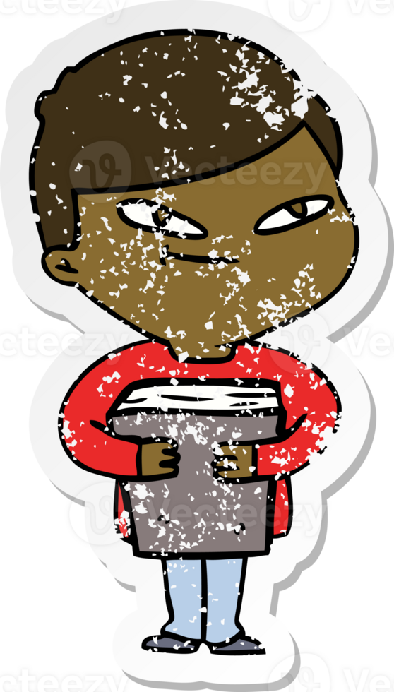 distressed sticker of a cartoon boy png