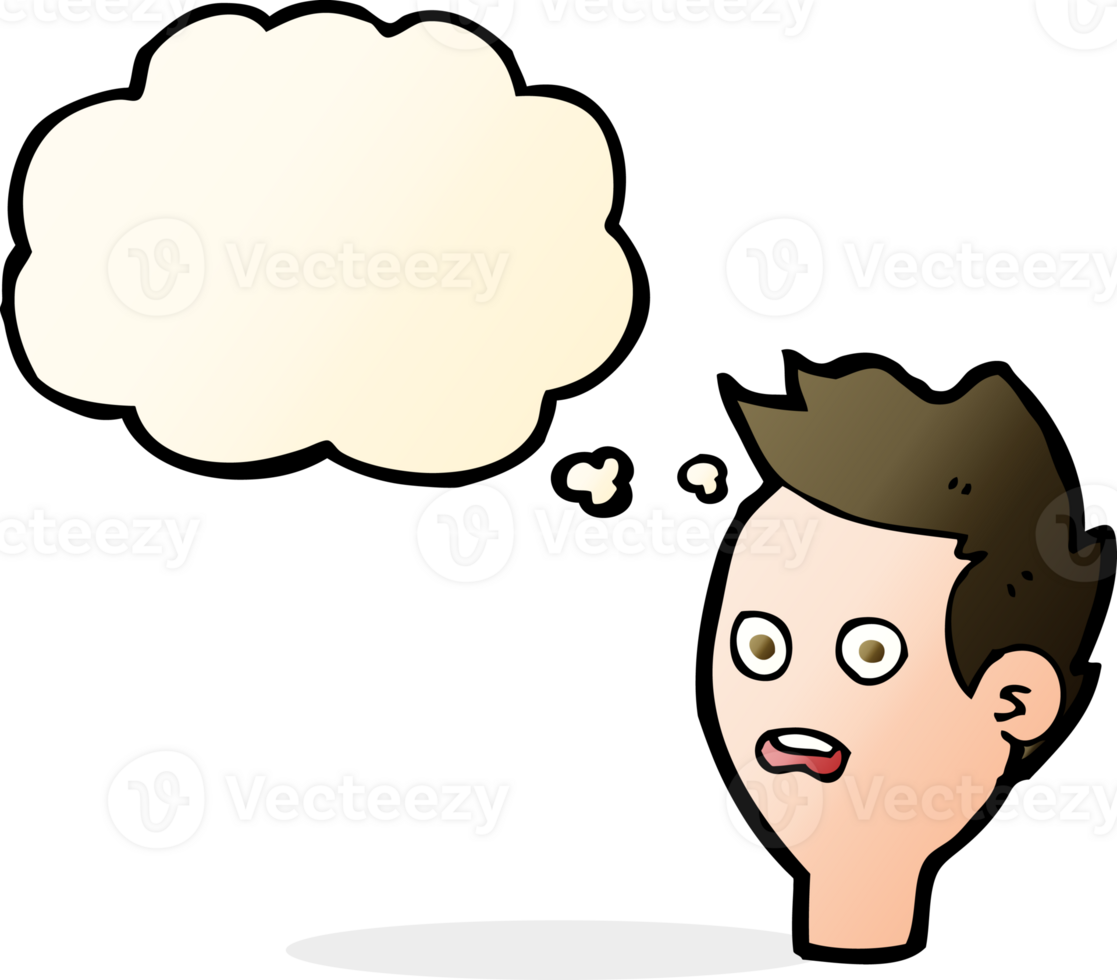 cartoon shocked man with thought bubble png