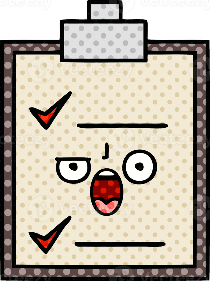 comic book style cartoon of a check list png