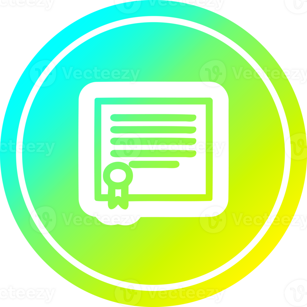 diploma certificate circular icon with cool gradient finish png