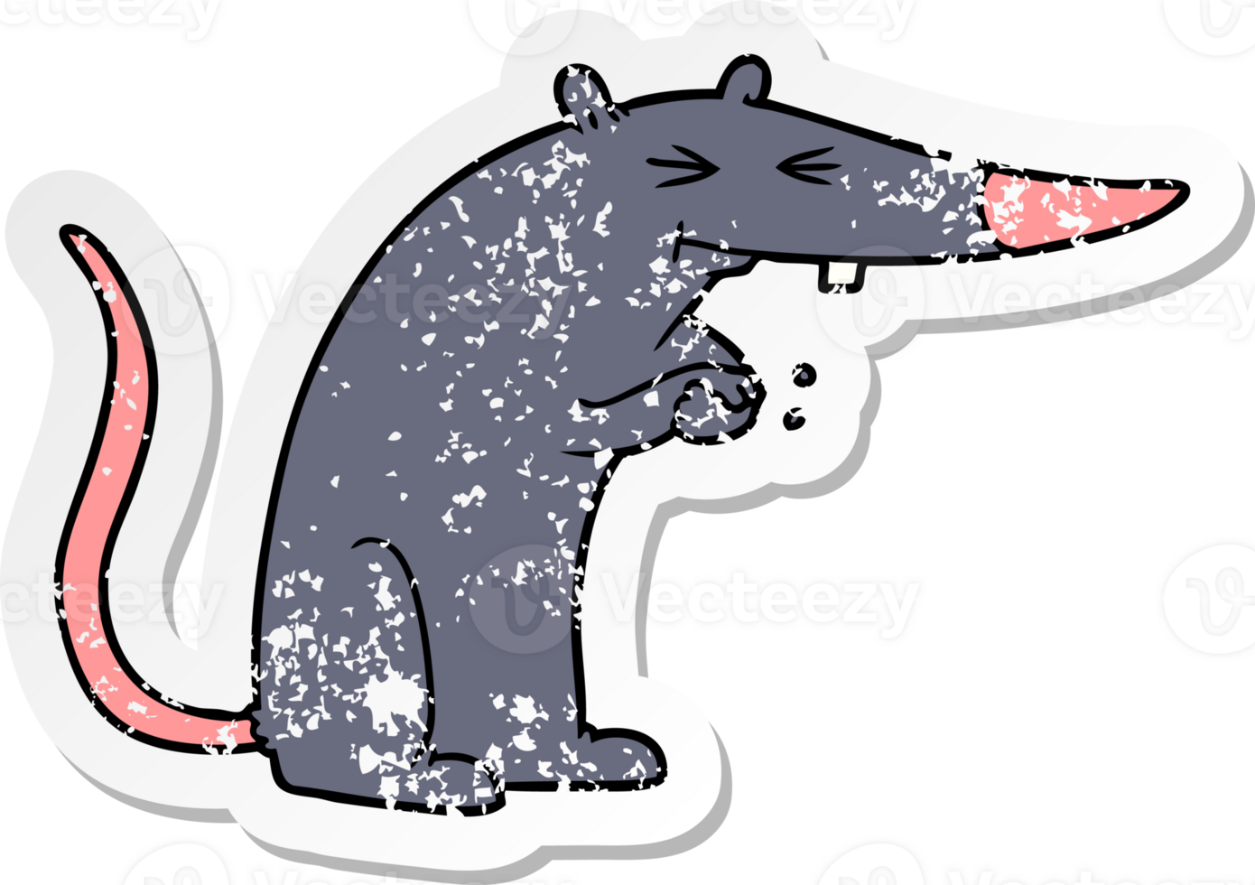distressed sticker of a cartoon sneaky rat png