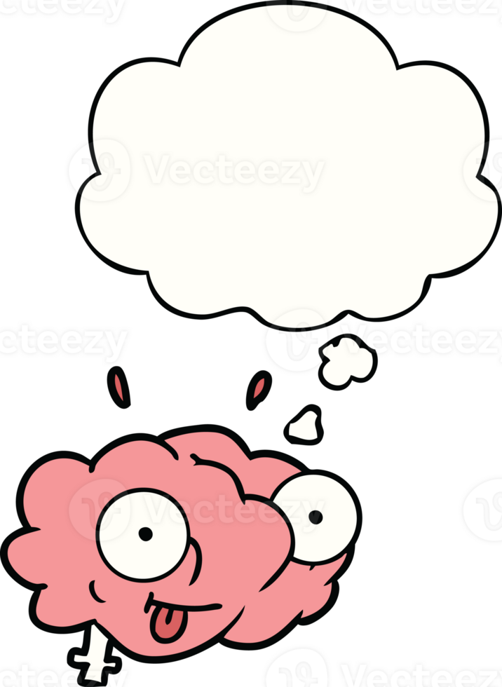 funny cartoon brain with thought bubble png