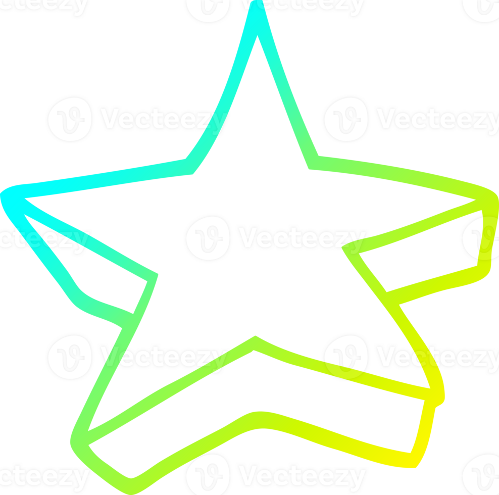 cold gradient line drawing of a cartoon shooting star png