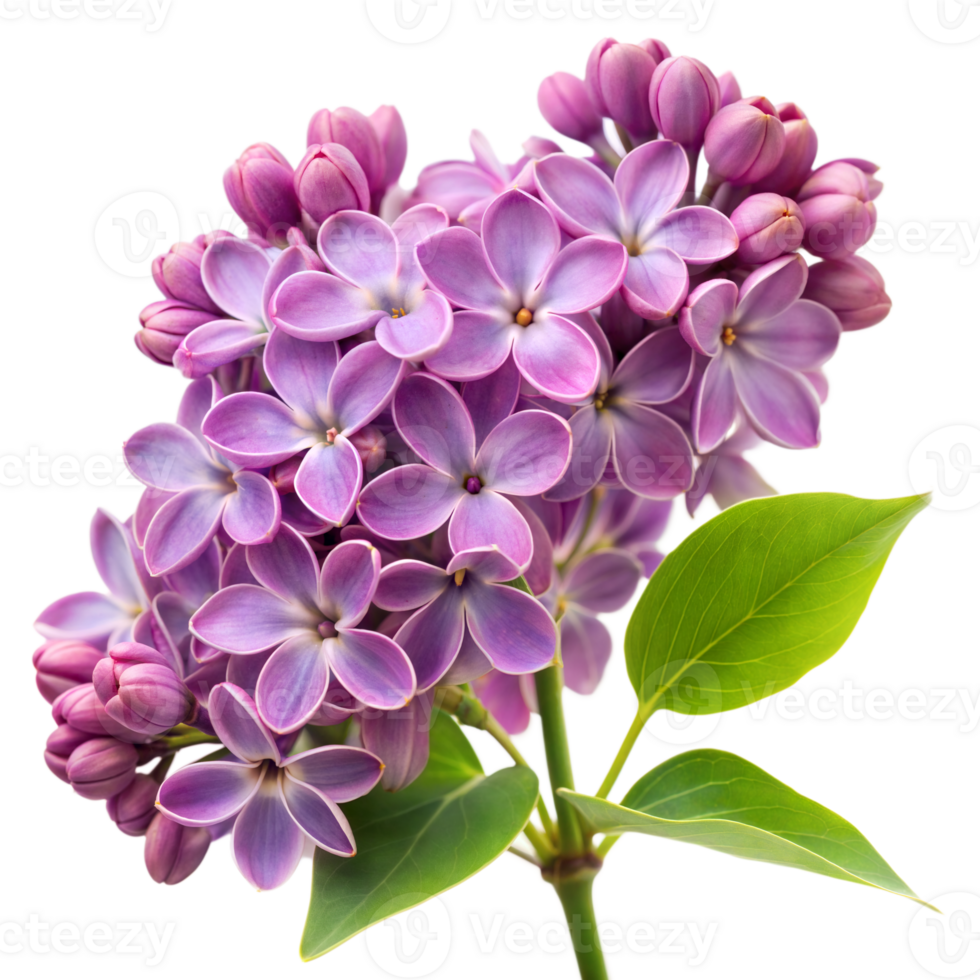A purple flower with green leaves png