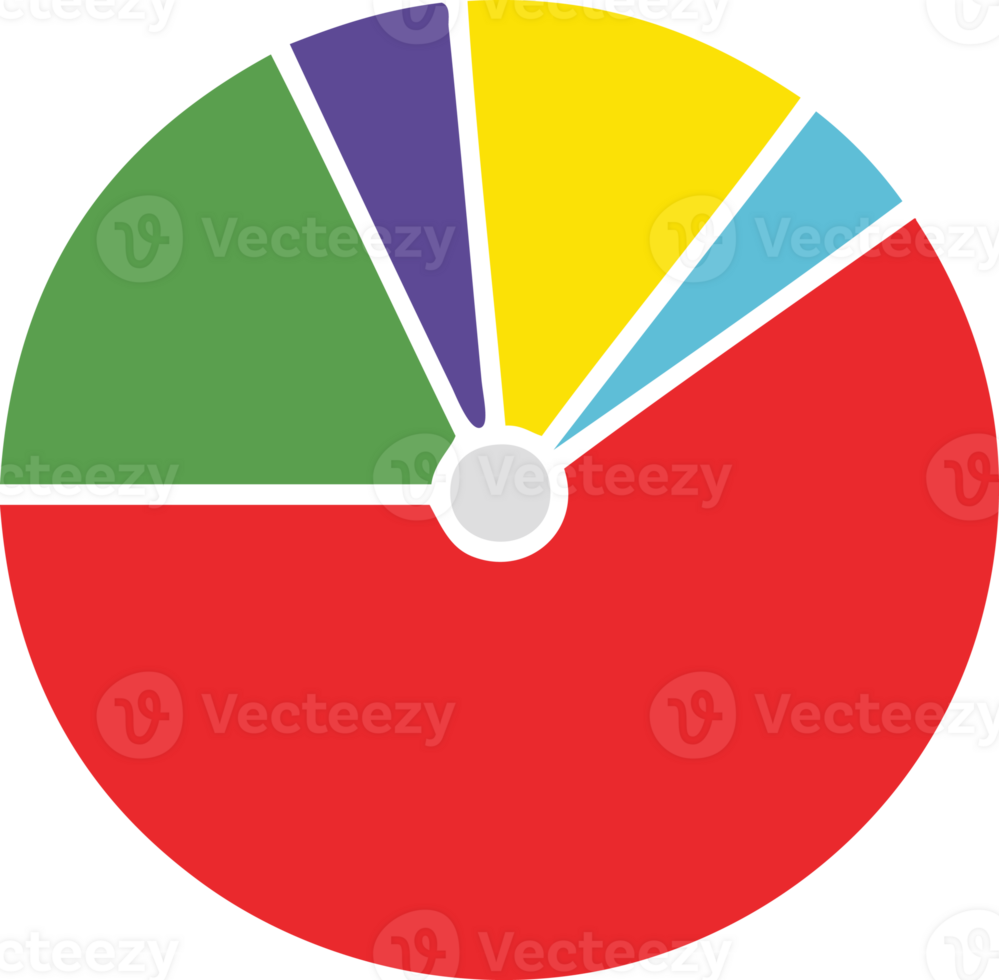 flat color retro cartoon of a pie chart png