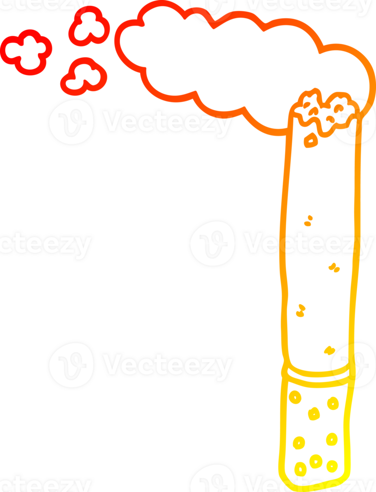 warm gradient line drawing of a cartoon cigarette png