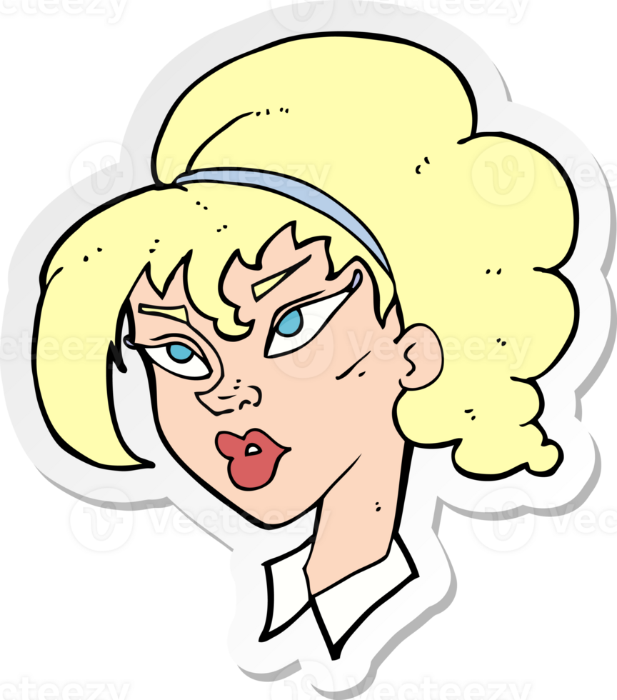 sticker of a cartoon pretty woman png