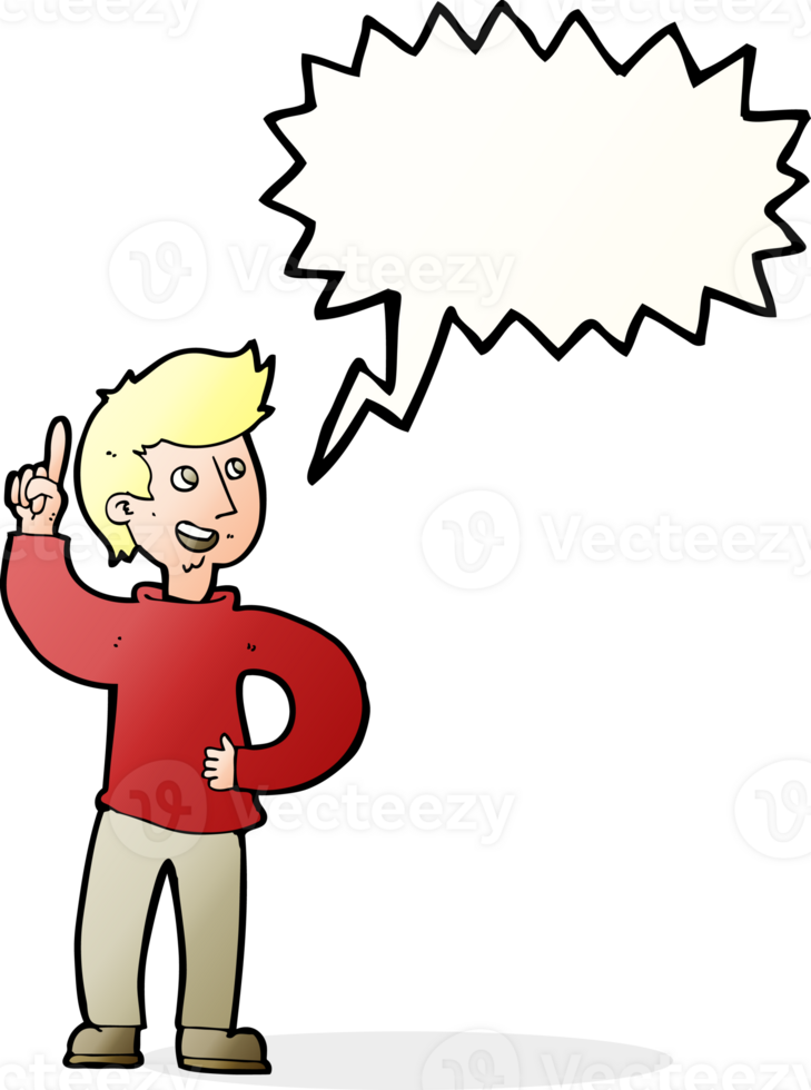 cartoon man with idea with speech bubble png