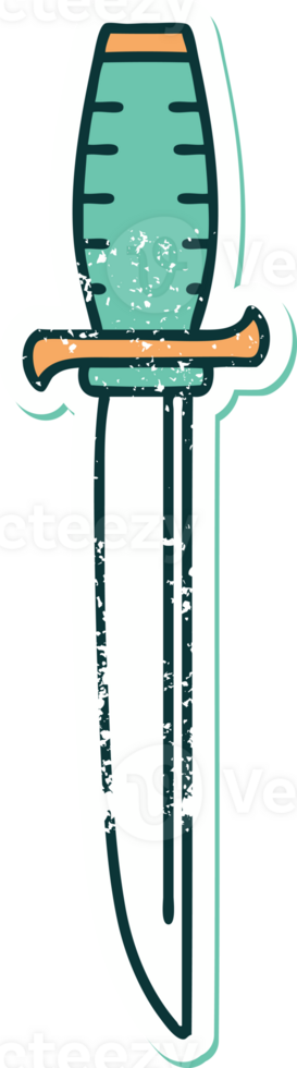 iconic distressed sticker tattoo style image of a dagger png