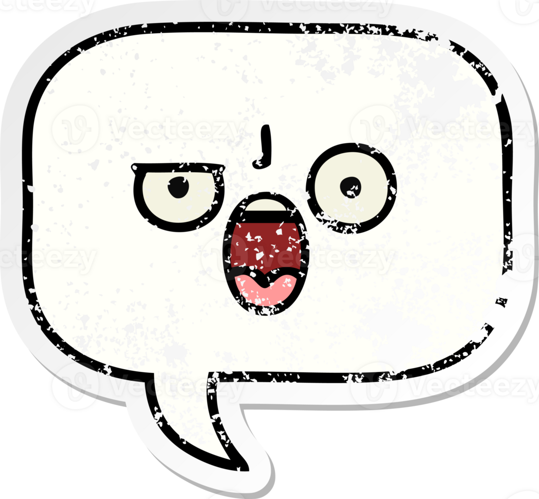 distressed sticker of a cute cartoon speech bubble png