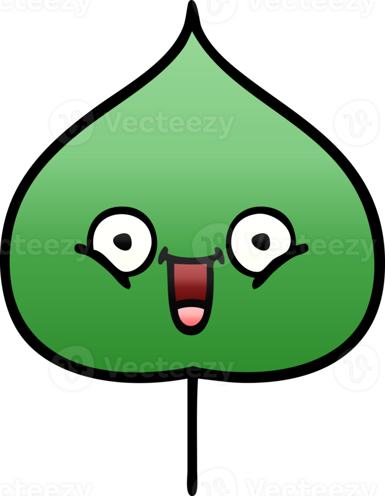 gradient shaded cartoon of a expressional leaf png
