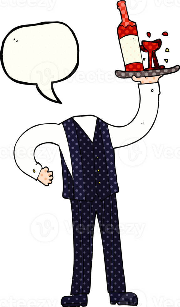 hand drawn comic book speech bubble cartoon headless waiter add own photos png