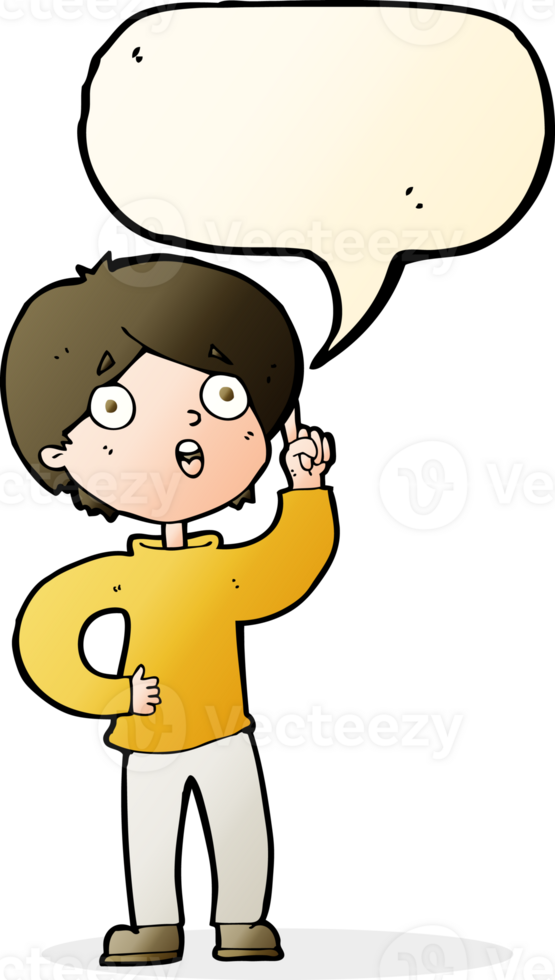 cartoon boy with idea with speech bubble png