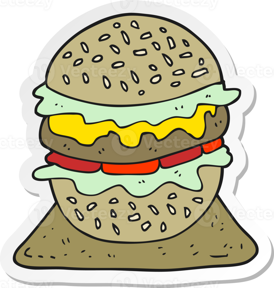 sticker of a cartoon tasty burger png