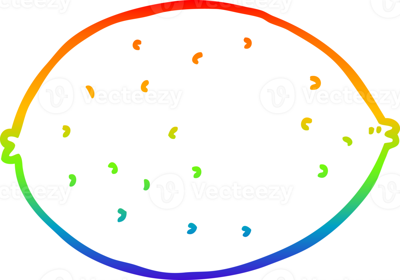 rainbow gradient line drawing of a cartoon lemon png