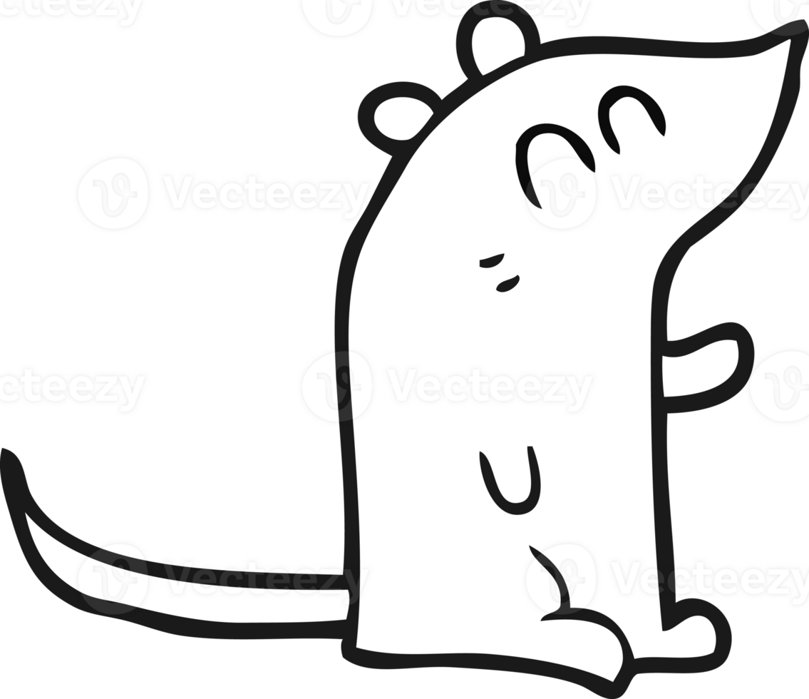 hand drawn black and white cartoon mouse png