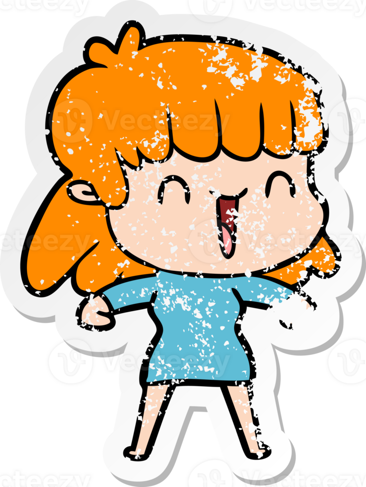 distressed sticker of a cartoon woman png
