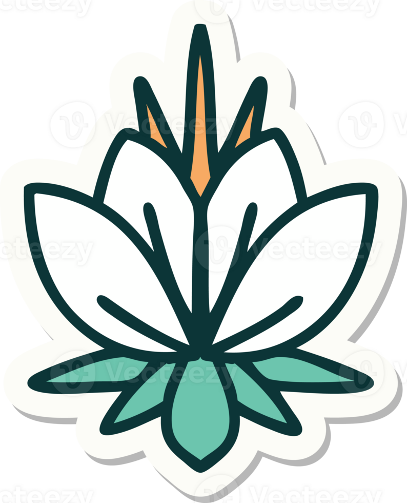 sticker of tattoo in traditional style of a water lily png
